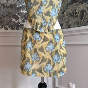 NWOT Miaou mini low rise skirt printed yellow and blue size small